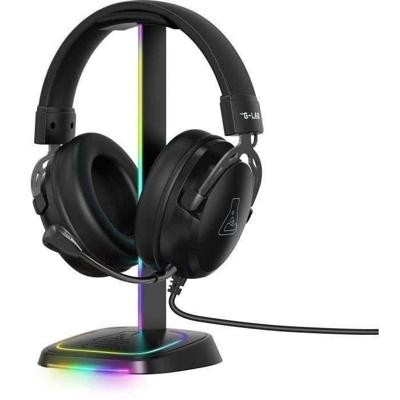 Gaming headset standaard - The G-Lab - K-STAND-NEON RGB - USB/USB-C HUB - Bedraad - RGB-verlichting - Zwart