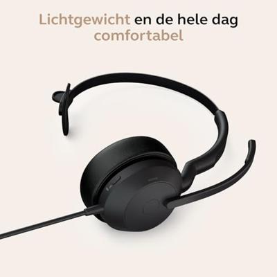 Jabra Evolve2 50 On Ear headset Kabel, Bluetooth Mono Zwart Ruisonderdrukking (microfoon), Noise Cancelling Headset, Mono, Microfoon uitschakelbaar (mute),