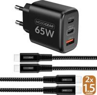 MOJOGEAR CHARGE+ 65W snellader met 2x USB-C naar USB-C kabel 1,5 meter - thumbnail