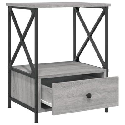 Nachtkastjes 2 st 50x41x65 cm bewerkt hout grijs sonoma eiken