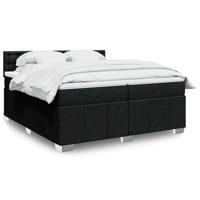 Boxspring met matras stof zwart 200x200 cm - thumbnail