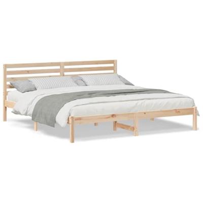 Bedframe met hoofdeinde Bruin 180 x 200 cm Massief grenenhout