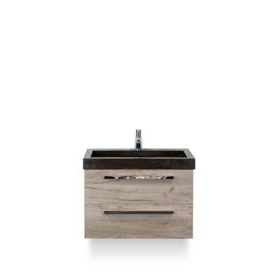 Seville Badmeubelset 80 cm - Craft Oak - Wastafel Hardsteen Wit Lucca