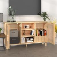 Dressoir 105x30x60 cm massief grenenhout en rattan bruin - thumbnail