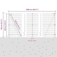 VidaXL Hek met paal grijs 1,2 x 10 m staal en pvc - thumbnail