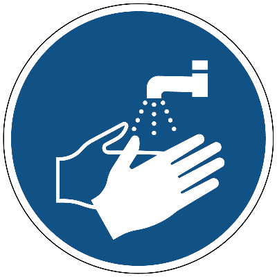 Handen wassen verplicht gebods- Ø 100 mm - Sticker