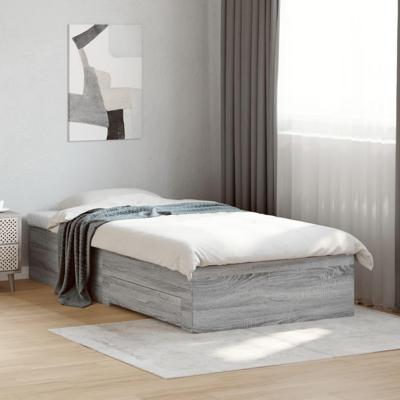 Bedframe met lades bewerkt hout grijs sonoma eiken 100x200 cm