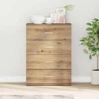 Dressoir artisanaal eikenkleurig 60 x 39 x 80 cm Bewerkt hout - thumbnail