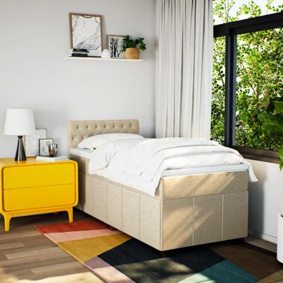 Boxspring met matras stof crèmekleurig 200x200 cm