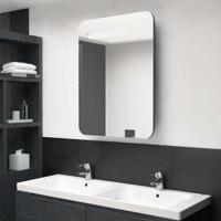 Badkamerkast met spiegel en LED 60x11x80 cm glanzend grijs - thumbnail