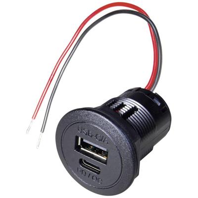 ProCar Power USB-C/A Power USB-C®/A dubbele stekkerdoos PD/KC zonder LED Stroombelasting (max.): 2.2 A 12 - 24 V= ProCar Power USB-C/A Power USB-C®/A dubbele stekkerdoos PD/KC zonder LED Stroombelasting (max.): 2.2 A 12 - 24 V=