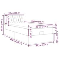 Ottoman bed met matras 90x200cm fluweel lichtgrijs - thumbnail