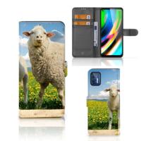 Motorola Moto G9 Plus | Telefoonhoesje | Met pasjeshouder | Schaap en Lammetje - thumbnail