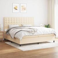 Boxspring met matras stof crèmekleurig 200x200 cm - thumbnail