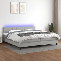 Boxspring met matras en LED stof lichtgrijs 200x200 cm - thumbnail