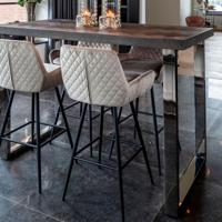 Richmond Draaibare Barstoel 'Linsey' Velvet, kleur Khaki ( Zithoogte 75cm) - thumbnail