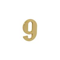 Huisnummer 9 messing gelakt - thumbnail