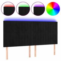 Hoofdbord LED 200x5x118/128 cm fluweel zwart - thumbnail