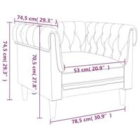 Fauteuil Chesterfield-stijl stof lichtgrijs - thumbnail