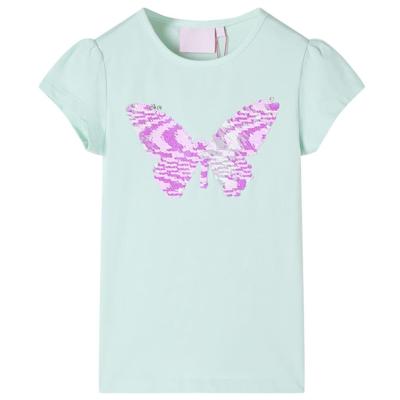 Kindershirt met kapmouwen 128 lichtmintkleur Kindershirt met kapmouwen 128 lichtmintkleur