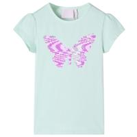 Kindershirt met kapmouwen 128 lichtmintkleur - thumbnail