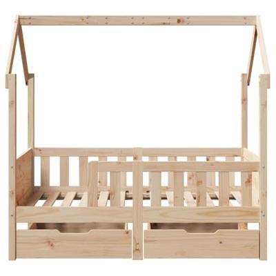 Kinderbedframe met lades 70x140 cm massief grenenhout