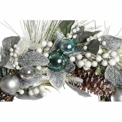 Kerstkroon DKD Home Decor Blauw Zilverkleurig PVC 60 x 60 x 12 cm