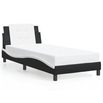 Bedframe met LED-verlichting kunstleer zwart en wit 80x200 cm - thumbnail