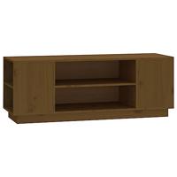 Tv-meubel 110x35x40,5 cm massief grenenhout honingbruin - thumbnail