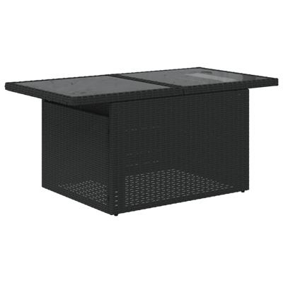 7-delige Loungeset met kussens poly rattan zwart - thumbnail
