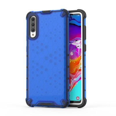Schokbestendig honingraat PC + TPU Case voor Galaxy A70 (blauw)