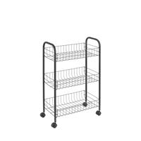 Metaltex Lugano Trolly met Wielen + 3 Manden 41x23x63 cm Zwart/Metaal - thumbnail