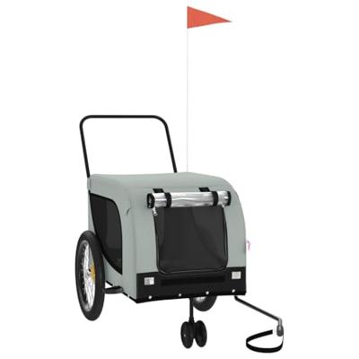 Hondenfietstrailer oxford stof en ijzer grijs en zwart - thumbnail