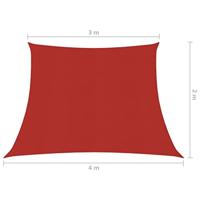 VidaXL Zonnezeil 160 g/m² 3/4x2 m hdpe rood - thumbnail