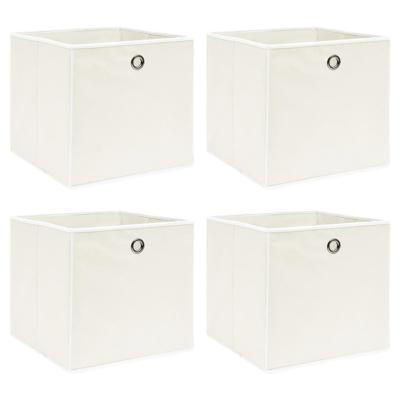 VidaXL Opbergboxen 4 st 32x32x32 cm stof wit VidaXL Opbergboxen 4 st 32x32x32 cm stof wit