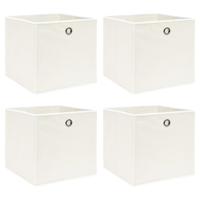 VidaXL Opbergboxen 4 st 32x32x32 cm stof wit - thumbnail