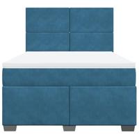 Boxspring met matras fluweel blauw 140x200 cm - thumbnail