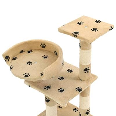 VidaXL Kattenkrabpaal met sisal krabpalen 65 cm pootafdrukken beige