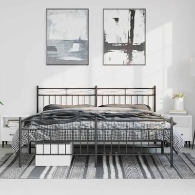 Bedframe met hoofd- en voeteneinde metaal zwart 193x203 cm