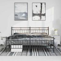 Bedframe met hoofd- en voeteneinde metaal zwart 193x203 cm - thumbnail
