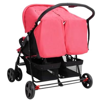 VidaXL Tweelingkinderwagen staal rood - thumbnail