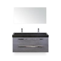 Seville Badmeubelset 120 cm - 2 laden Beton Antraciet - Wastafel Lucca Enkel - met Spiegel - thumbnail