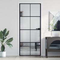 VidaXL Binnendeur smal 83x201,5 cm gehard glas en aluminium zwart - thumbnail