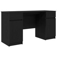 Bureau met lade Zwart eiken 140 x 49 x 76 cm Bewerkt hout - thumbnail