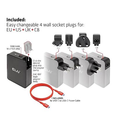 club3D CAC-1917 USB-laadstation 140 W 1x USB-A, 3x USB-C USB PD Zwart Binnen GaN - thumbnail