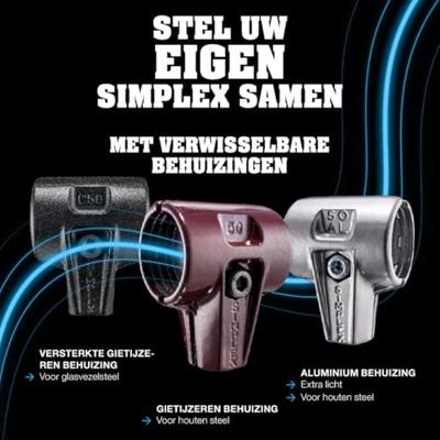 Halder SIMPLEX 3013 Hamer met verwisselbare doppen TPE-soft/TPE-mid 295x90x30mm - 3013.030