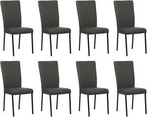 Set van 8 Donkergrijze leren moderne eetkamerstoelen Daily - poot vierkant zwart - Toledo Leer Antracite (donkergrijs leer) Set van 8 Donkergrijze leren moderne eetkamerstoelen Daily - poot vierkant zwart - Toledo Leer Antracite (donkergrijs leer)