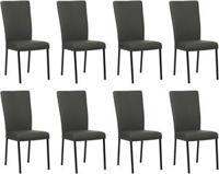 Set van 8 Donkergrijze leren moderne eetkamerstoelen Daily - poot vierkant zwart - Toledo Leer Antracite (donkergrijs leer) - thumbnail