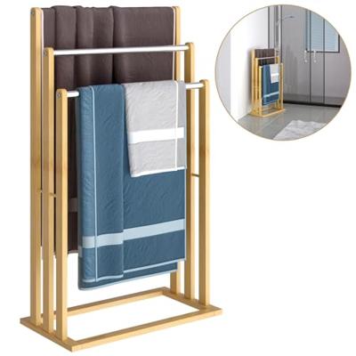 Handdoekenrek Bamboe met 3 RVS Stangen