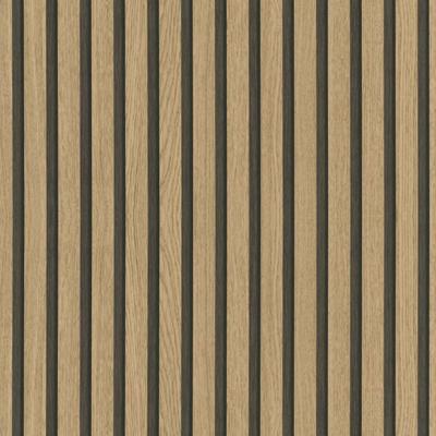 Noordwand Botanica Behang met houten lamellen 33960